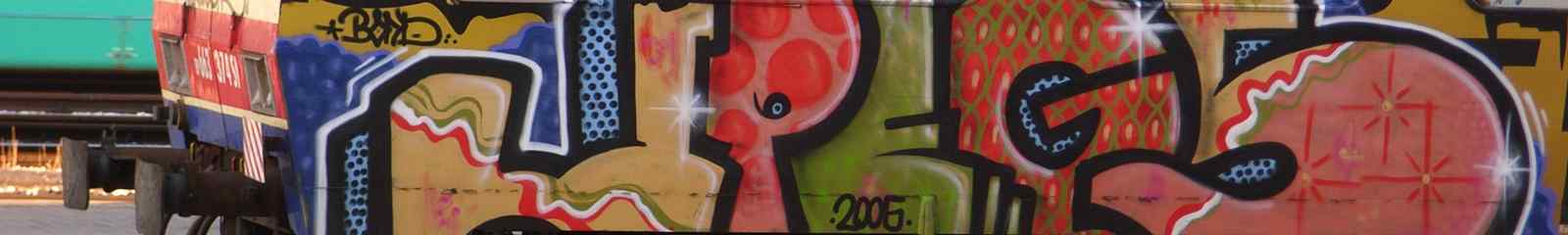 Train painted with graffiti